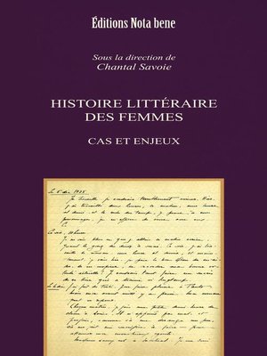 cover image of Histoire littéraire des femmes